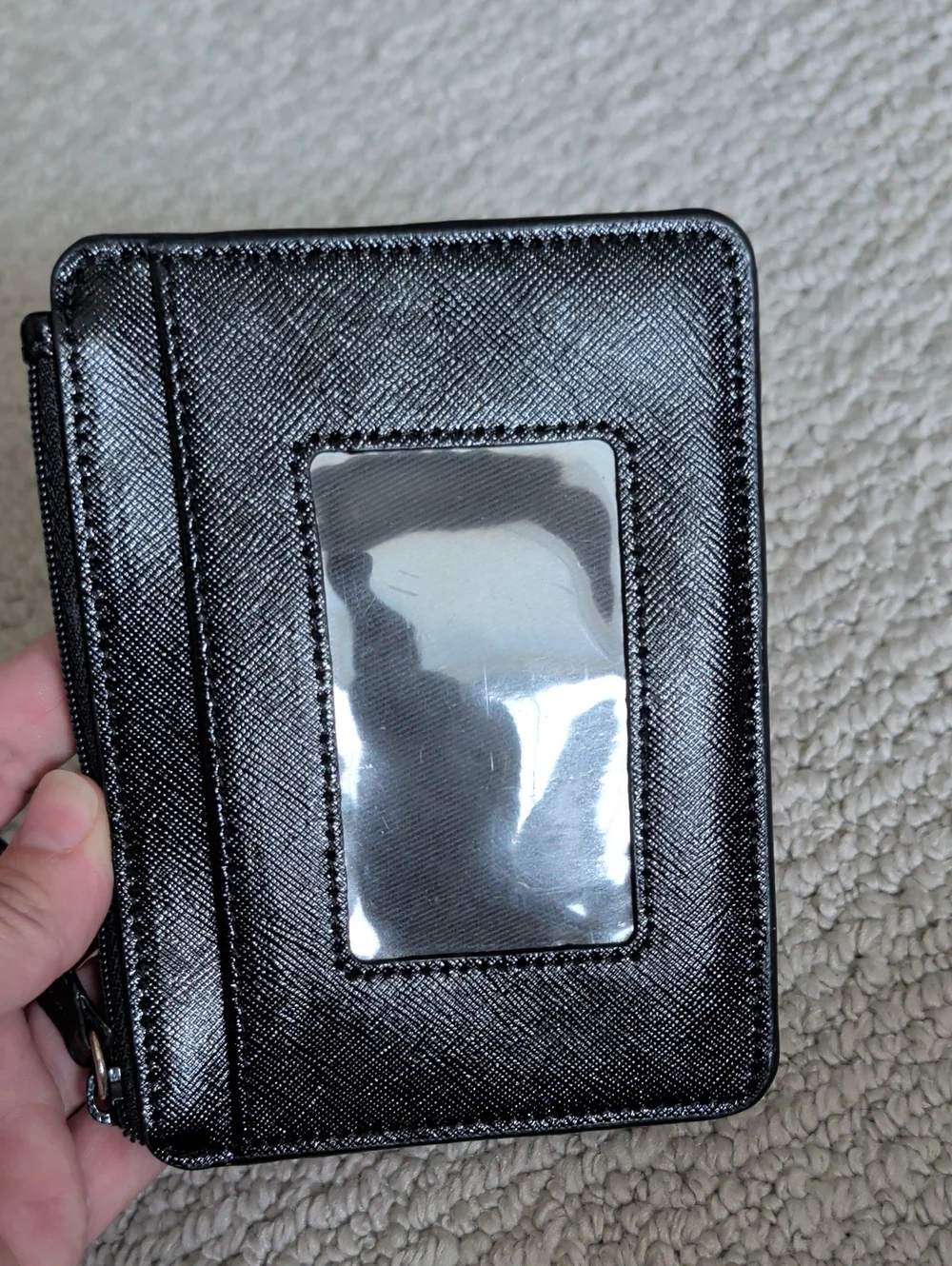 Nordstrom 14th & Union Black Leather Zip Card Case & Wallet.
